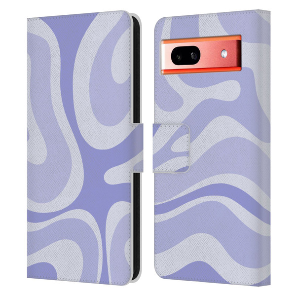 Kierkegaard Design Studio Art Modern Liquid Swirl Purple Leather Book Wallet Case Cover For Google Pixel 7a