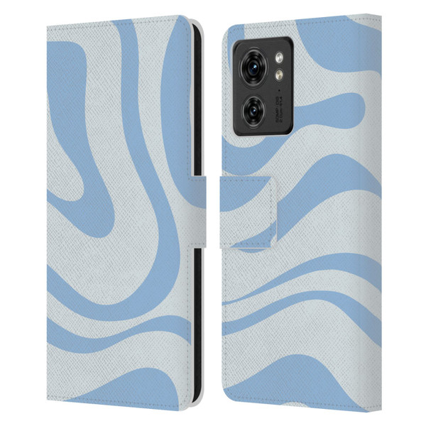 Kierkegaard Design Studio Art Blue Abstract Swirl Pattern Leather Book Wallet Case Cover For Motorola Moto Edge 40