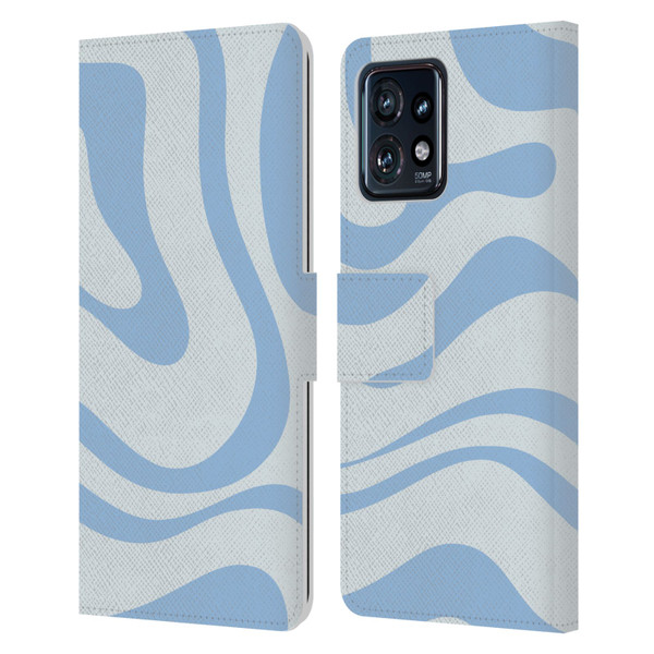 Kierkegaard Design Studio Art Blue Abstract Swirl Pattern Leather Book Wallet Case Cover For Motorola Moto Edge 40 Pro