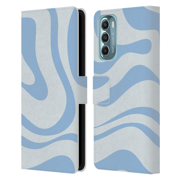 Kierkegaard Design Studio Art Blue Abstract Swirl Pattern Leather Book Wallet Case Cover For Motorola Moto G Stylus 5G (2022)