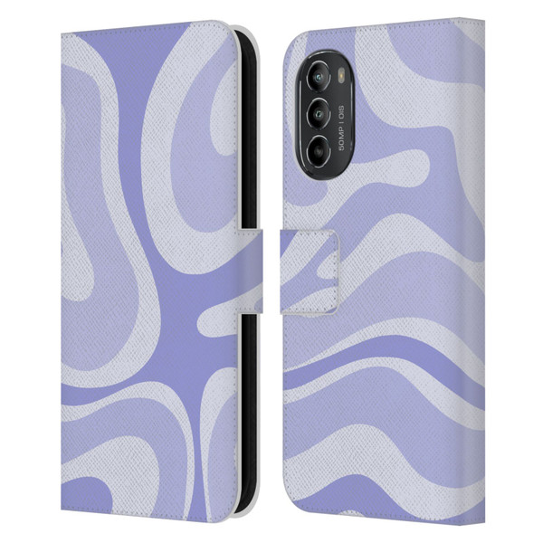 Kierkegaard Design Studio Art Modern Liquid Swirl Purple Leather Book Wallet Case Cover For Motorola Moto G82 5G