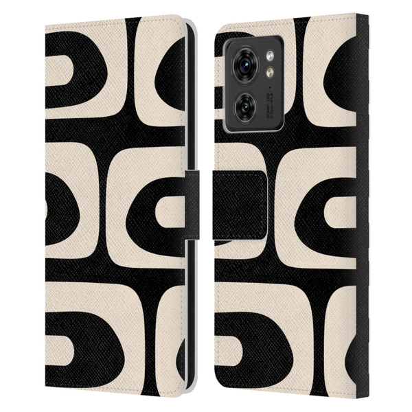 Kierkegaard Design Studio Retro Abstract Patterns Modern Piquet Black Cream Leather Book Wallet Case Cover For Motorola Moto Edge 40