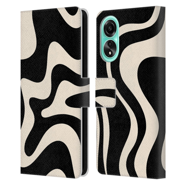 Kierkegaard Design Studio Retro Abstract Patterns Black Almond Cream Swirl Leather Book Wallet Case Cover For OPPO A78 4G