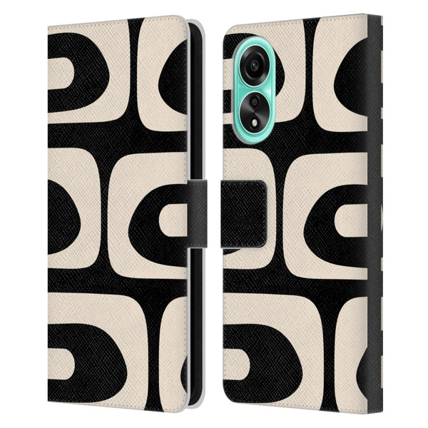 Kierkegaard Design Studio Retro Abstract Patterns Modern Piquet Black Cream Leather Book Wallet Case Cover For OPPO A78 4G