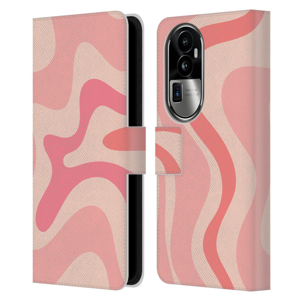 Kierkegaard Design Studio Retro Abstract Patterns Soft Pink Liquid Swirl Leather Book Wallet Case Cover For OPPO Reno10 Pro+