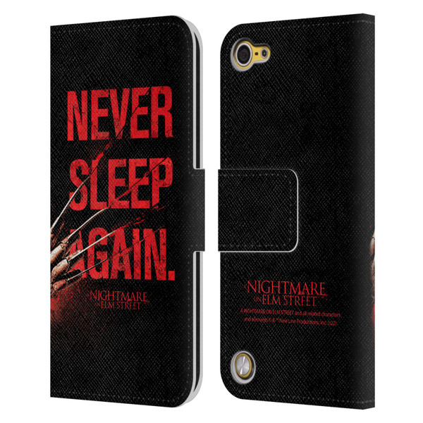 A Nightmare On Elm Street (2010) Graphics Never Sleep Again Leather Book Wallet Case Cover For Apple iPod Touch 5G 5th Gen