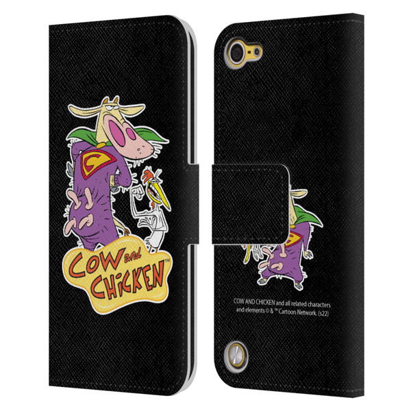Cow and Chicken Graphics Super Cow Leather Book Wallet Case Cover For Apple iPod Touch 5G 5th Gen