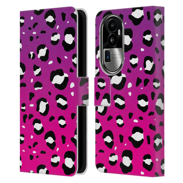 Grace Illustration Animal Prints Pink Leopard Leather Book Wallet Case Cover For OPPO Reno10 Pro+