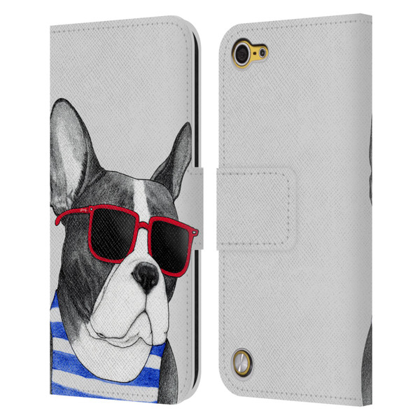Barruf Dogs Frenchie Summer Style Leather Book Wallet Case Cover For Apple iPod Touch 5G 5th Gen