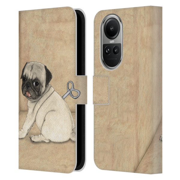 Barruf Dogs Pug Toy Leather Book Wallet Case Cover For OPPO Reno10 5G / Reno10 Pro 5G