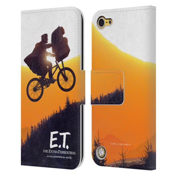 E.T. Graphics Riding Bike Sunset Leather Book Wallet Case Cover For Apple iPod Touch 5G 5th Gen