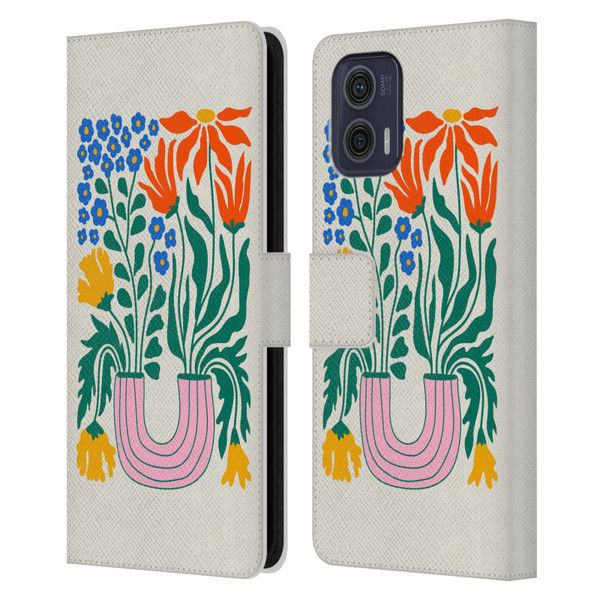 Ayeyokp Plants And Flowers Withering Flower Market Leather Book Wallet Case Cover For Motorola Moto G73 5G