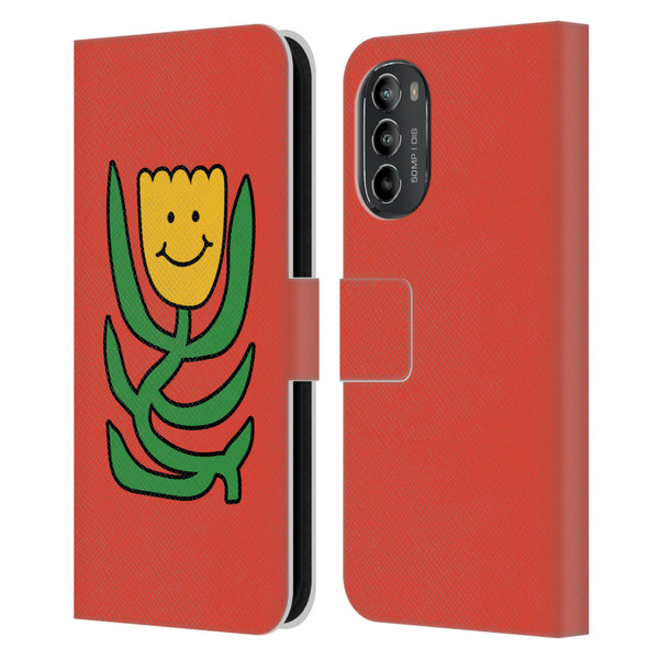 Ayeyokp Pop Flower Of Joy Red Leather Book Wallet Case Cover For Motorola Moto G82 5G