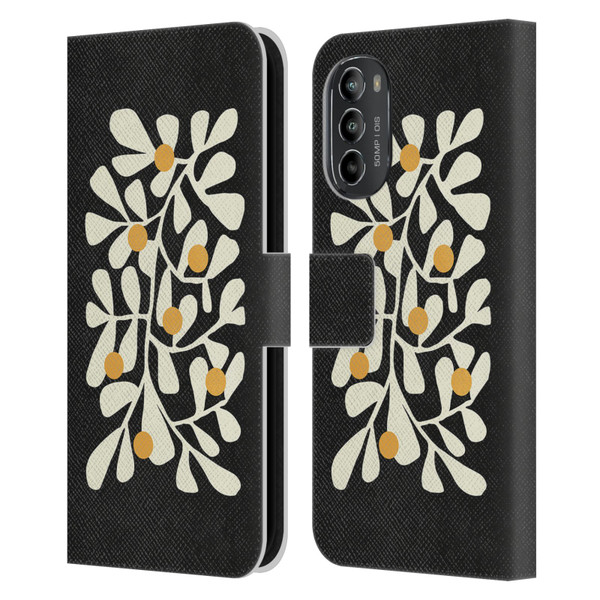 Ayeyokp Plant Pattern Summer Bloom Black Leather Book Wallet Case Cover For Motorola Moto G82 5G