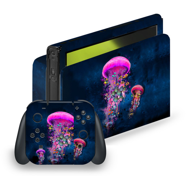 Dave Loblaw Sea 2 Pink Jellyfish Vinyl Sticker Skin Decal Cover for Nintendo Switch OLED