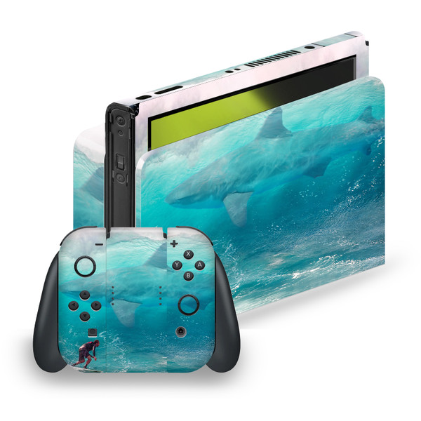 Dave Loblaw Sea 2 Shark Surfer Vinyl Sticker Skin Decal Cover for Nintendo Switch OLED
