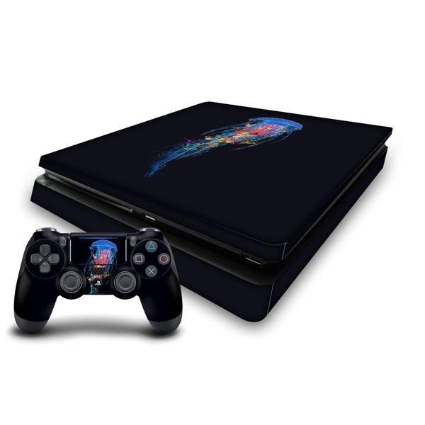 Dave Loblaw Sea 2 Blue Jellyfish Vinyl Sticker Skin Decal Cover for Sony PS4 Slim Console & Controller