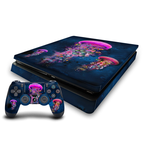 Dave Loblaw Sea 2 Pink Jellyfish Vinyl Sticker Skin Decal Cover for Sony PS4 Slim Console & Controller