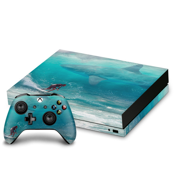 Dave Loblaw Sea 2 Shark Surfer Vinyl Sticker Skin Decal Cover for Microsoft Xbox One X Bundle