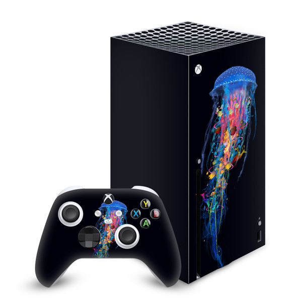 Dave Loblaw Sea 2 Blue Jellyfish Vinyl Sticker Skin Decal Cover for Microsoft Series X Console & Controller