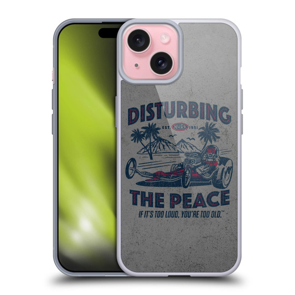 National Hot Rod Association Graphics Drag Peace Soft Gel Case for Apple iPhone 15