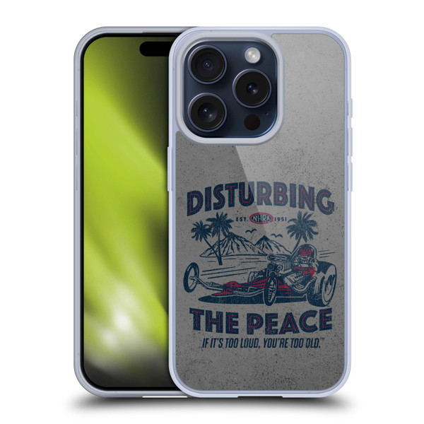 National Hot Rod Association Graphics Drag Peace Soft Gel Case for Apple iPhone 15 Pro