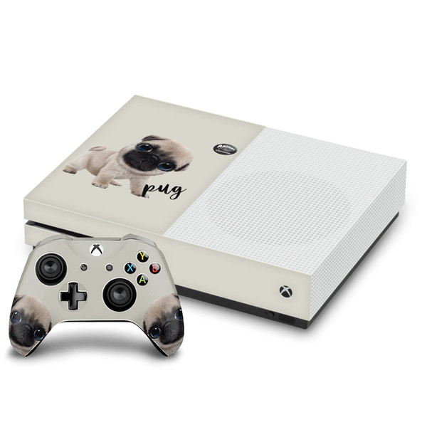 Animal Club International Faces Pug Vinyl Sticker Skin Decal Cover for Microsoft One S Console & Controller