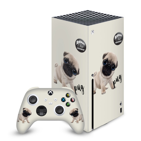 Animal Club International Faces Pug Vinyl Sticker Skin Decal Cover for Microsoft Series X Console & Controller