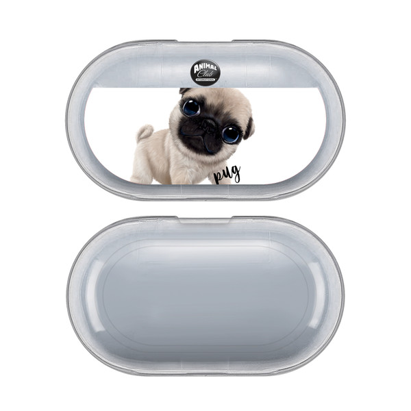 Animal Club International Faces Pug Clear Hard Crystal Cover Case for Samsung Galaxy Buds / Buds Plus