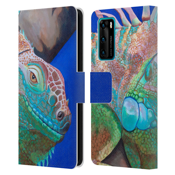 Jody Wright Animals Iguana Attitude Leather Book Wallet Case Cover For Huawei P40 5G