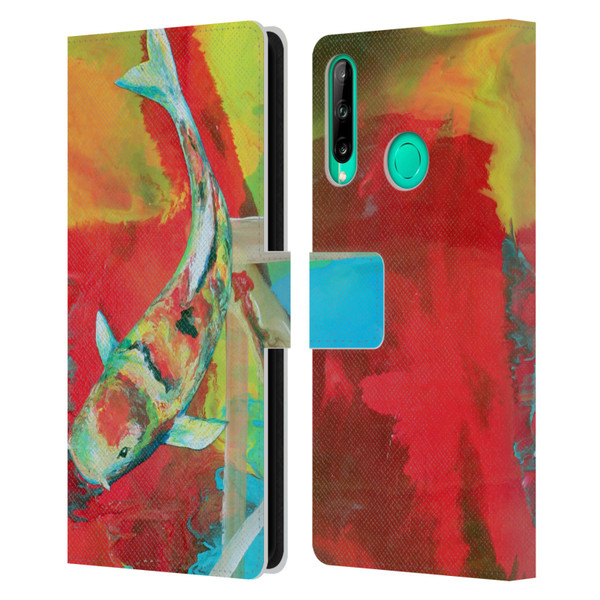 Jody Wright Animals Koi Fish Leather Book Wallet Case Cover For Huawei P40 lite E