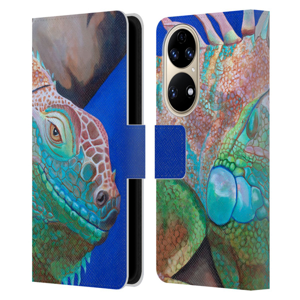 Jody Wright Animals Iguana Attitude Leather Book Wallet Case Cover For Huawei P50