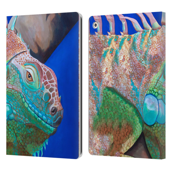 Jody Wright Animals Iguana Attitude Leather Book Wallet Case Cover For Apple iPad 10.2 2019/2020/2021