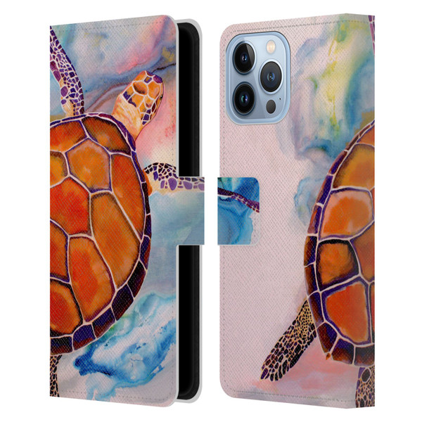 Jody Wright Animals Tranquility Sea Turtle Leather Book Wallet Case Cover For Apple iPhone 13 Pro Max