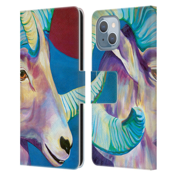 Jody Wright Animals Bighorn Leather Book Wallet Case Cover For Apple iPhone 14