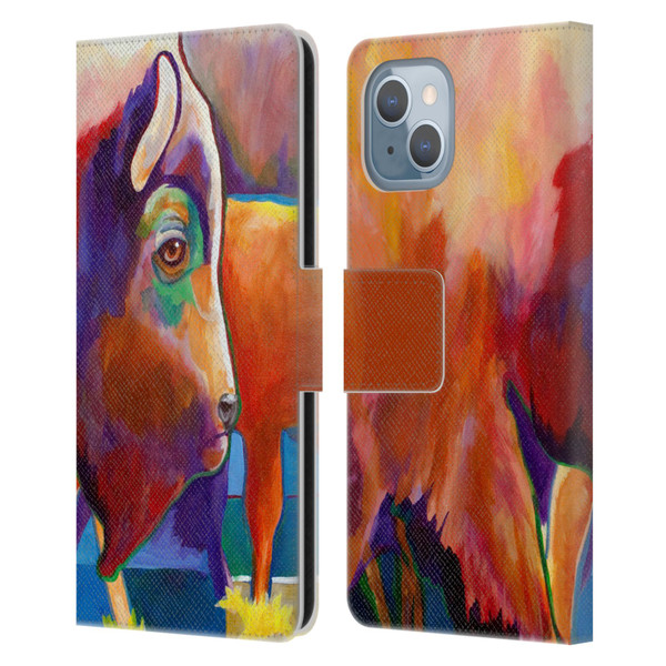Jody Wright Animals Bison Leather Book Wallet Case Cover For Apple iPhone 14