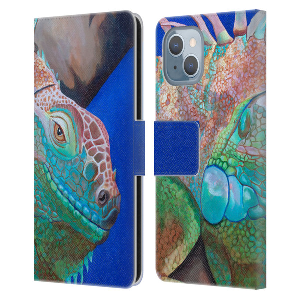 Jody Wright Animals Iguana Attitude Leather Book Wallet Case Cover For Apple iPhone 14