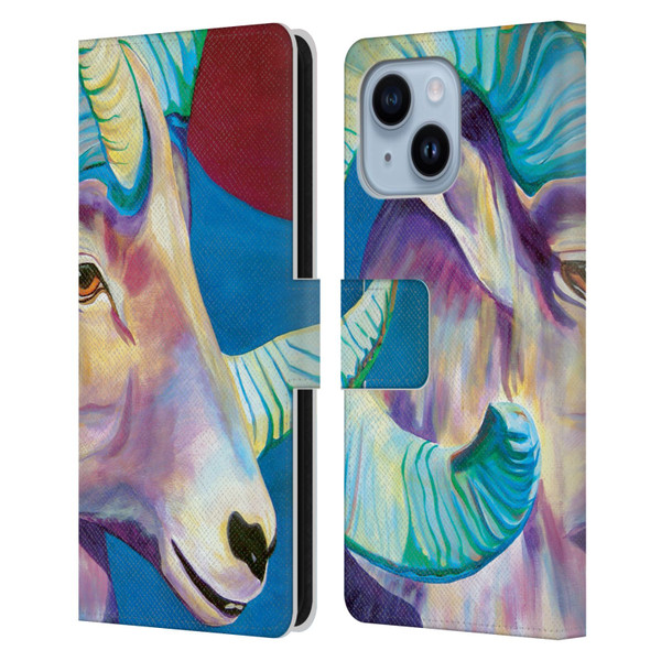 Jody Wright Animals Bighorn Leather Book Wallet Case Cover For Apple iPhone 14 Plus