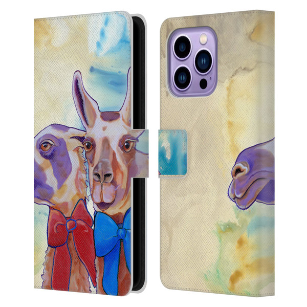 Jody Wright Animals Lovely Llamas Leather Book Wallet Case Cover For Apple iPhone 14 Pro Max