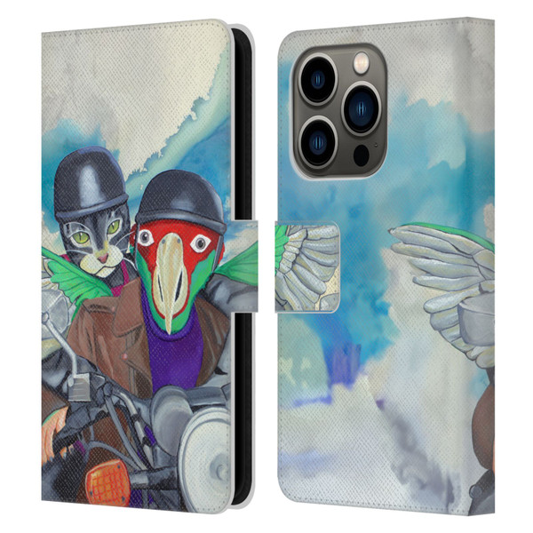 Jody Wright Animals Bikers Different Strokes Leather Book Wallet Case Cover For Apple iPhone 14 Pro