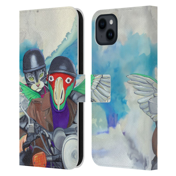 Jody Wright Animals Bikers Different Strokes Leather Book Wallet Case Cover For Apple iPhone 15 Plus