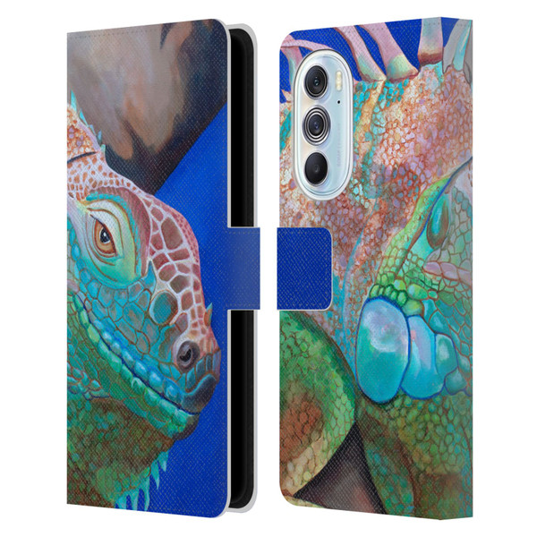 Jody Wright Animals Iguana Attitude Leather Book Wallet Case Cover For Motorola Edge X30