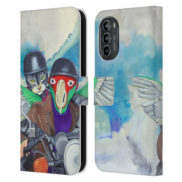 Jody Wright Animals Bikers Different Strokes Leather Book Wallet Case Cover For Motorola Moto G82 5G