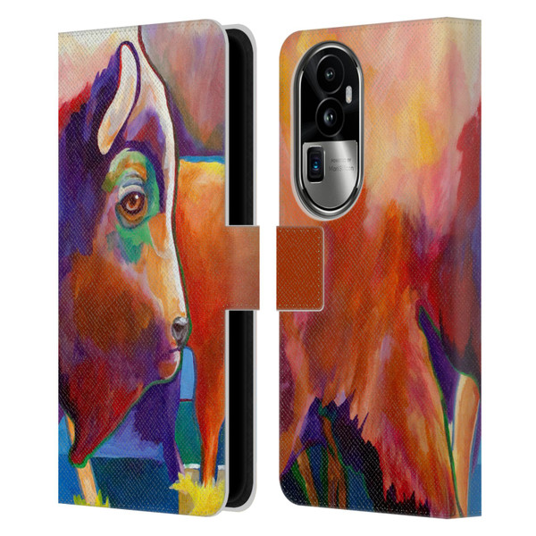 Jody Wright Animals Bison Leather Book Wallet Case Cover For OPPO Reno10 Pro+