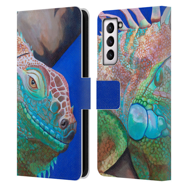 Jody Wright Animals Iguana Attitude Leather Book Wallet Case Cover For Samsung Galaxy S21 5G