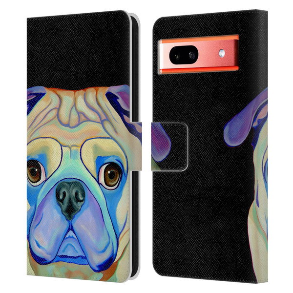 Jody Wright Dog And Cat Collection Pug Leather Book Wallet Case Cover For Google Pixel 7a