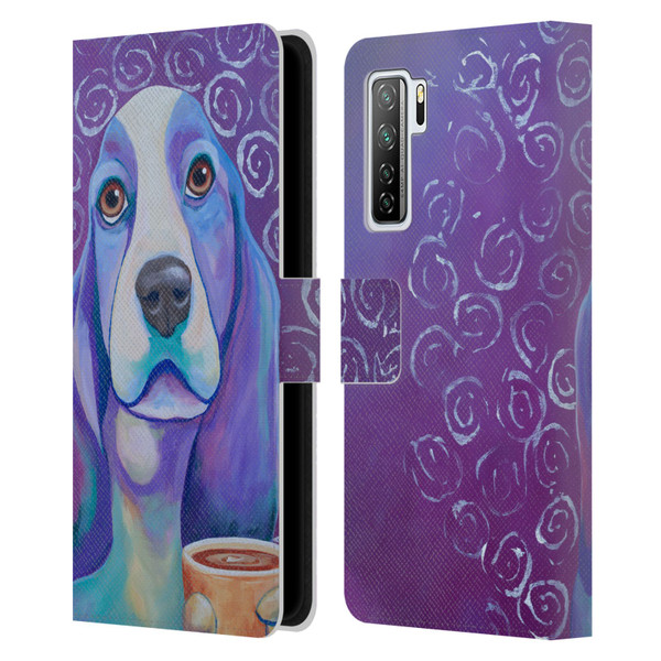 Jody Wright Dog And Cat Collection Caffeine Is Mandatory Leather Book Wallet Case Cover For Huawei Nova 7 SE/P40 Lite 5G