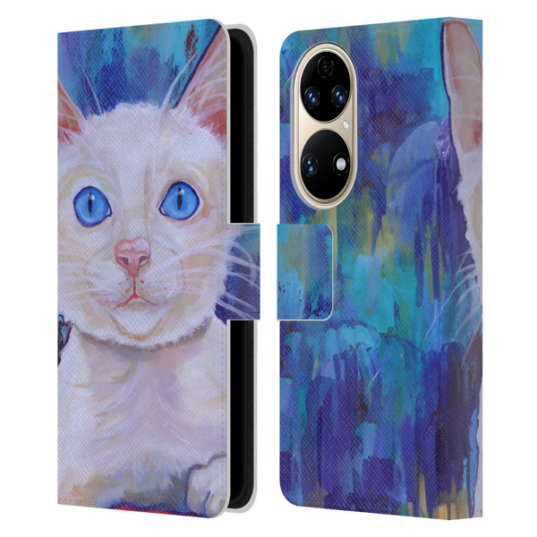 Jody Wright Dog And Cat Collection Pretty Blue Eyes Leather Book Wallet Case Cover For Huawei P50