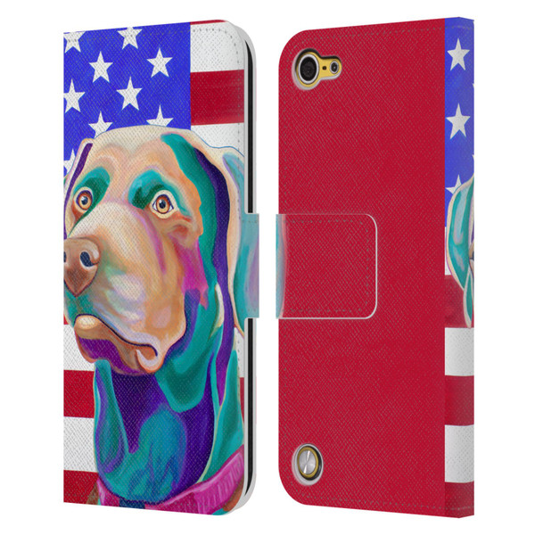 Jody Wright Dog And Cat Collection US Flag Leather Book Wallet Case Cover For Apple iPod Touch 5G 5th Gen