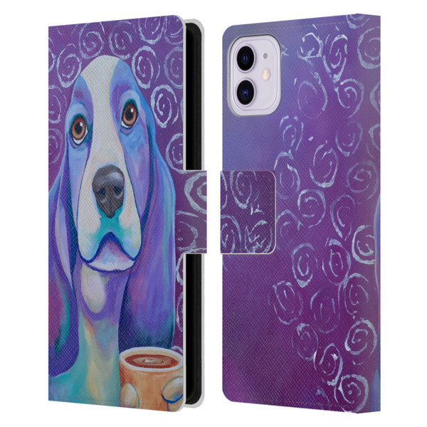 Jody Wright Dog And Cat Collection Caffeine Is Mandatory Leather Book Wallet Case Cover For Apple iPhone 11